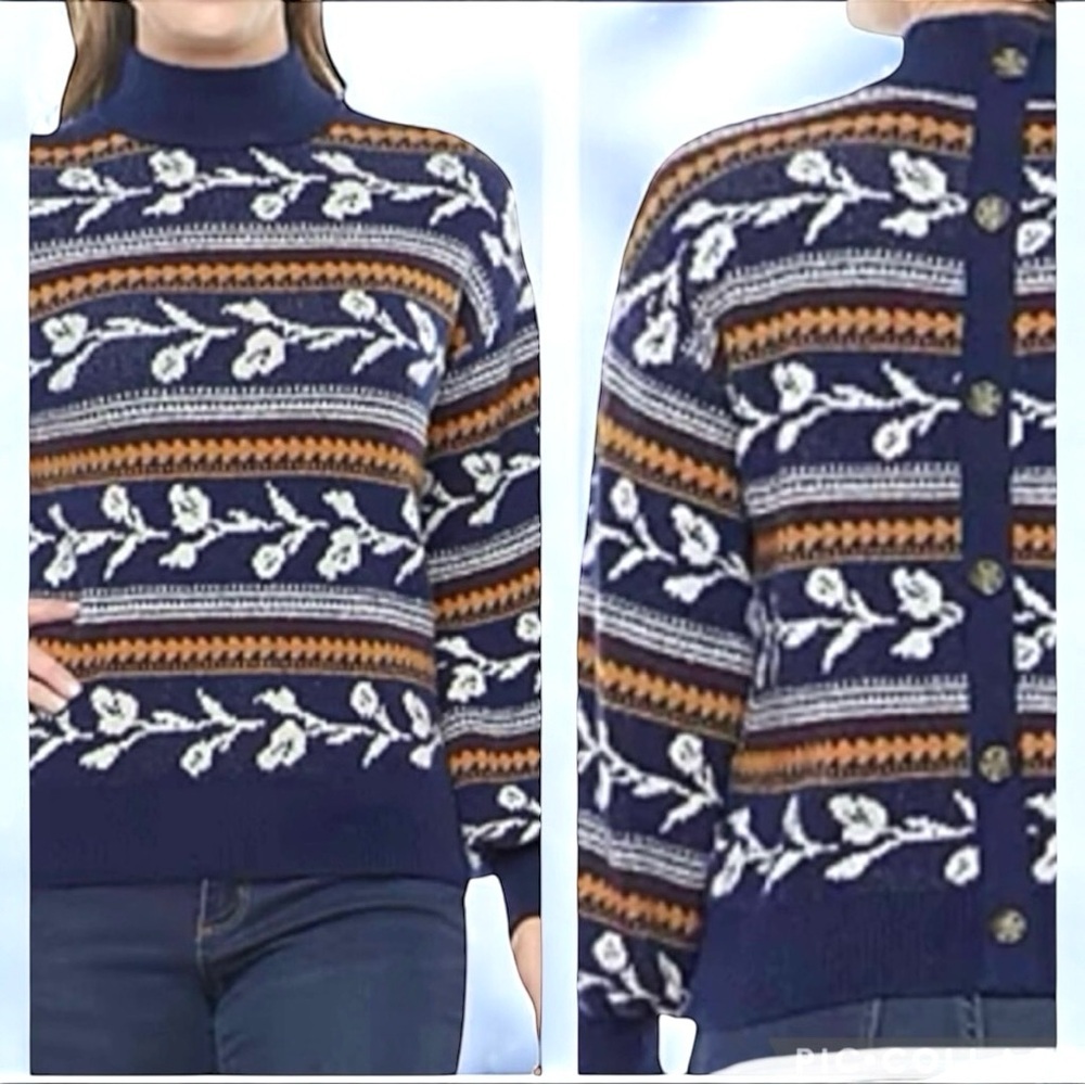 St John’s Bay Back‎ Decorative Buttons Mock Neck Long Sleeves Pullover Sweater - Picture 2 of 15